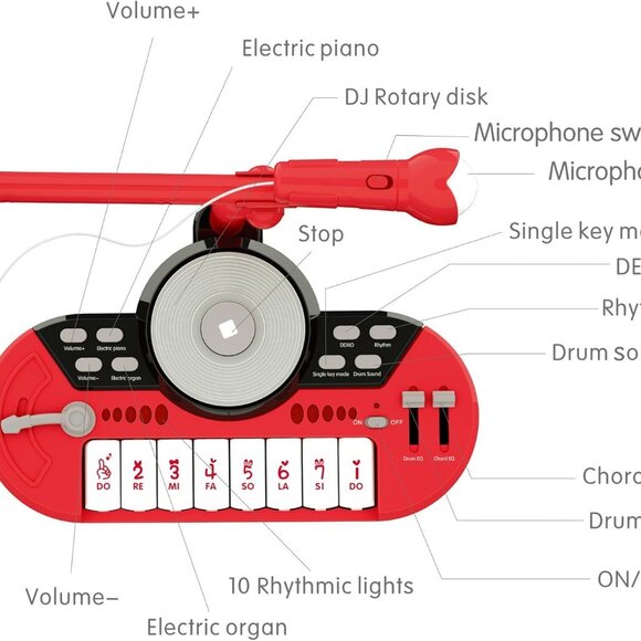 DJ Mixer Piano Toys for Baby Toddler 8 Keys Keyboard - Picture 4 of 6